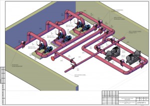 Схема расположения оборудования в помещении насосной станции 2