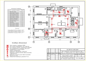 План сетей АПС на первом этаже