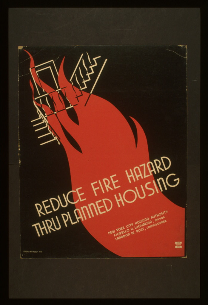 Уменьшайте риск пожара с помощью планирования жилья. Плакат 1937 г., США