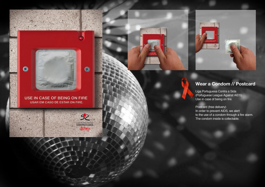 Использовать,  будучи "в огне". Реклама презервативов для португальской лиги против СПИДа