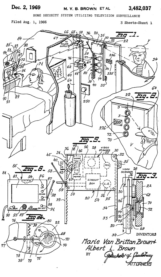 Иллюстрации из патента Мэри Ван Бриттан Браун, 1969 год