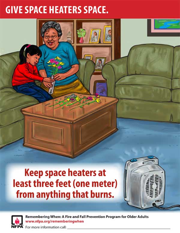 Обеспечьте пространство между нагревателем и всем, что может гореть, по крайней мере один метр